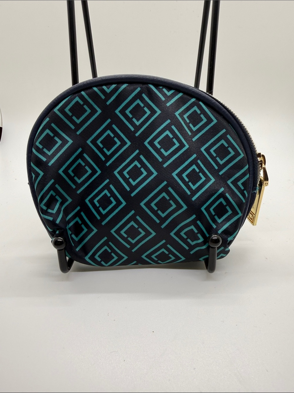 Liz Claiborne Navy and Teal Logo Small Cosmetic Bag NWOT